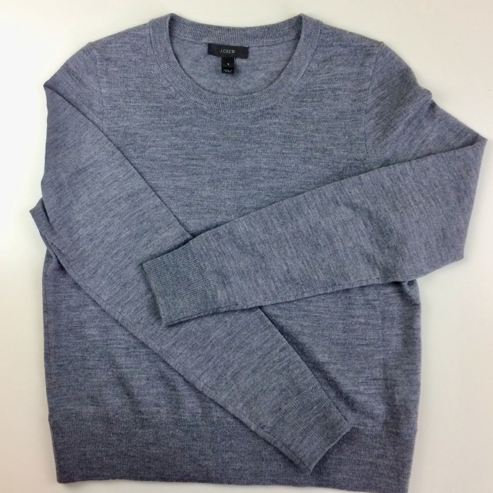 J. Crew Gray Crew Neck Wool Sweater